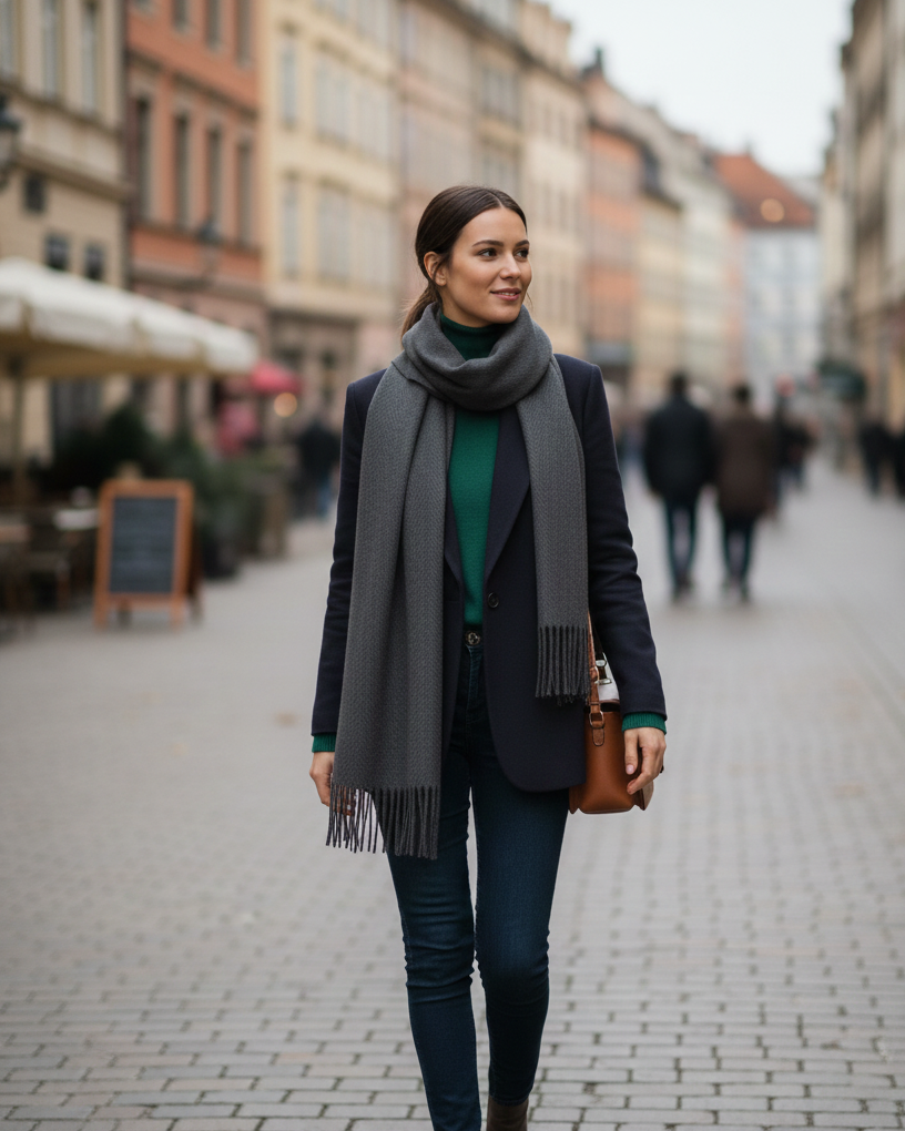 Extra Soft Wool Stole with Tassels For Women