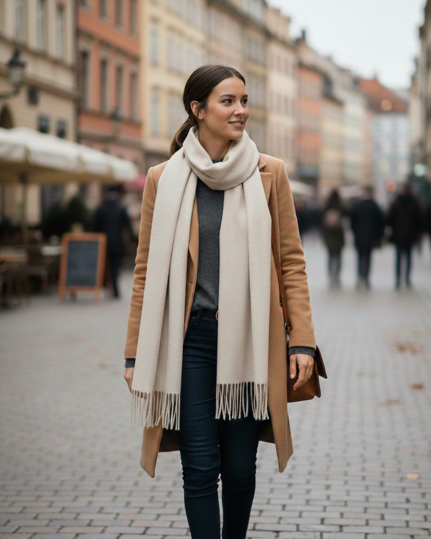 Extra Soft Wool Stole with Tassels For Women