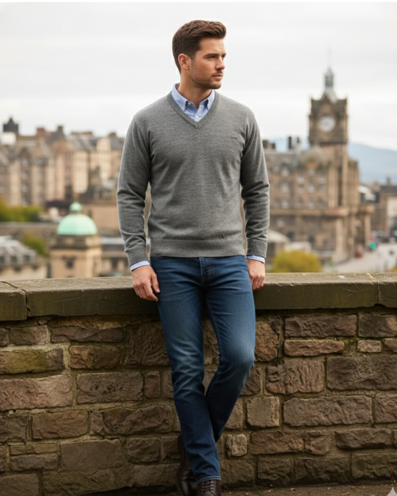 Merino Wool Monte Carlo V-Neck Pullover For Men