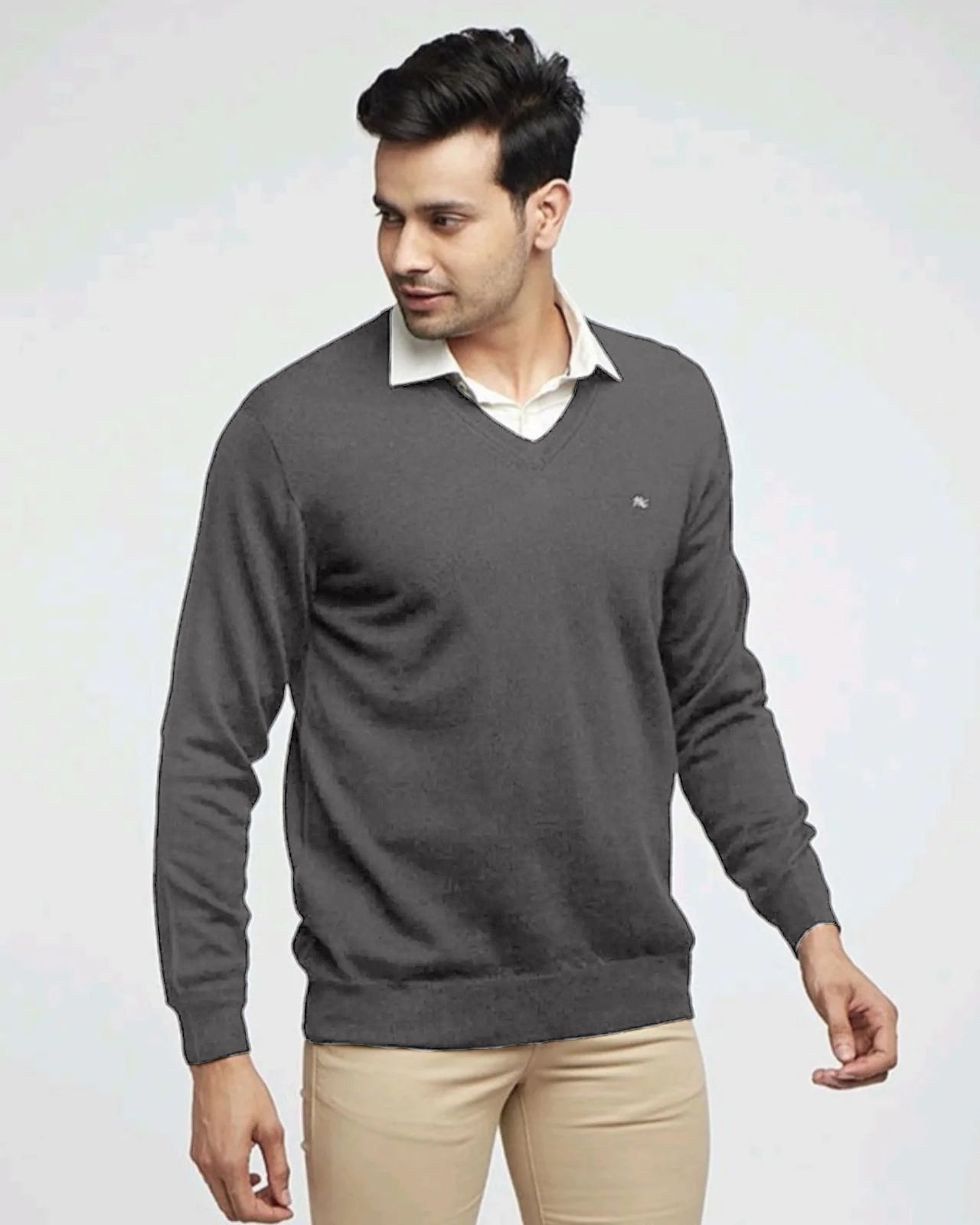 Merino Wool V-Neck Pullover For Men