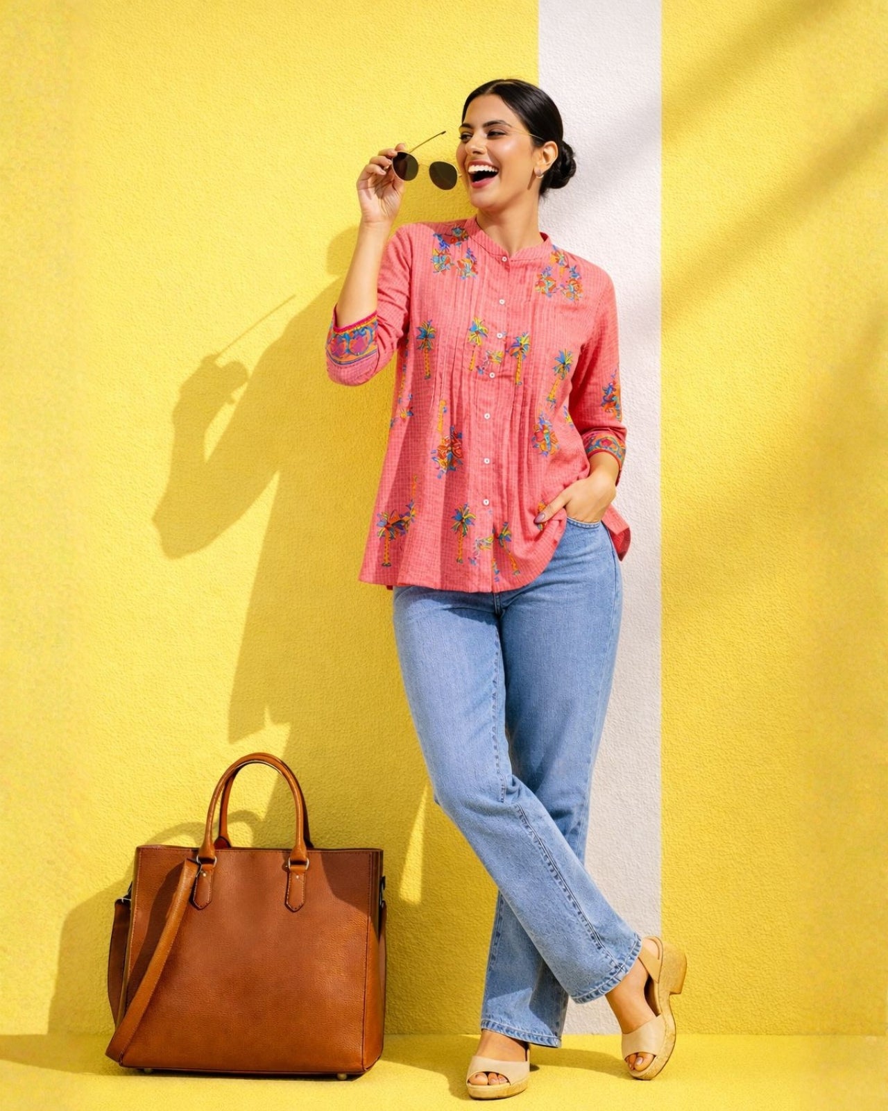 Gulabi Soda Pop Cotton Top - A trendy Gulabi Soda Pop pink cotton top for a fun and light style. Image 2