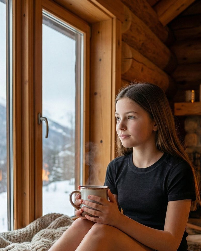 Girl's Half Sleeves Thermal | Merino Wool + Bamboo