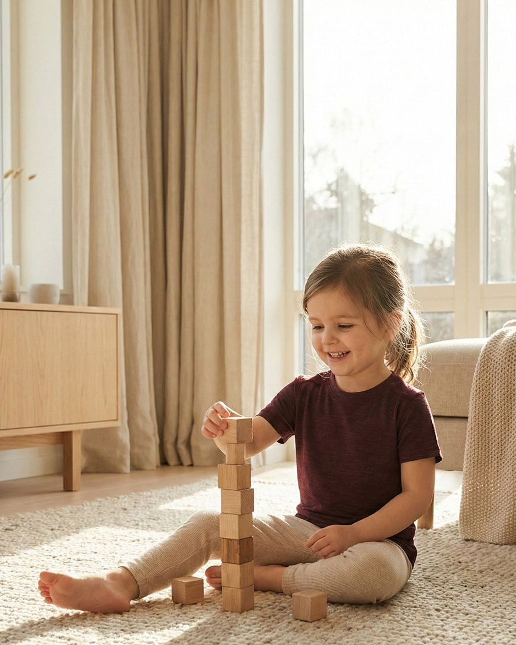 Girl's Half Sleeves Thermal | Merino Wool + Bamboo