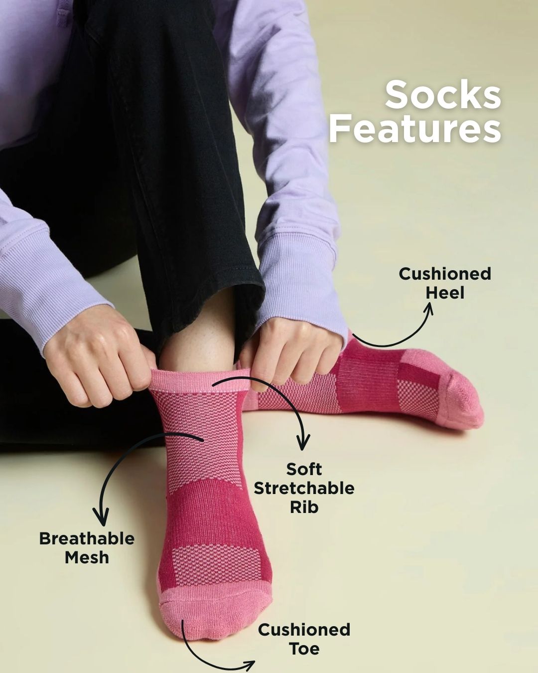 Ankle Length Technical Cushioned Socks For Women