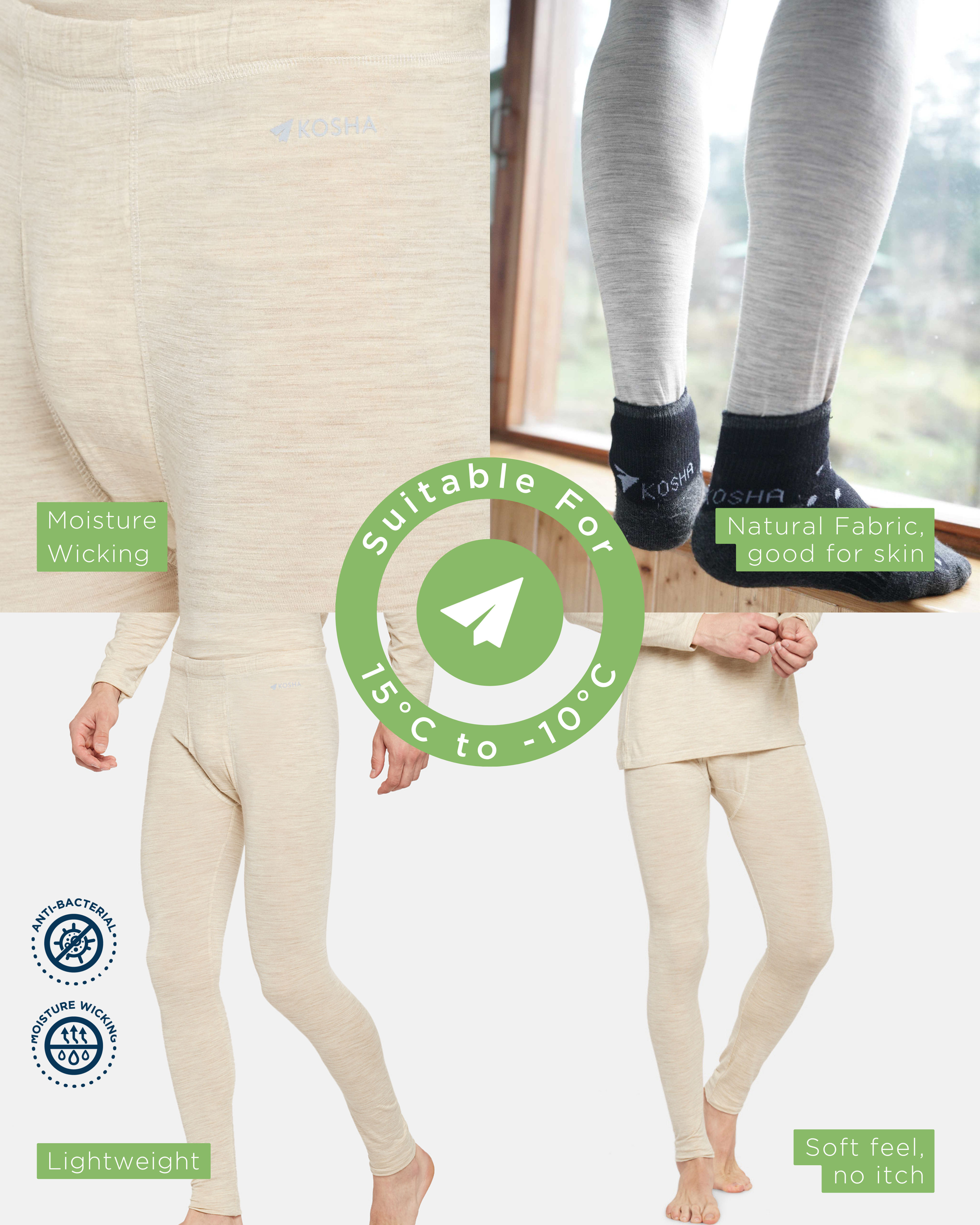 Men's Thermal Leggings | Merino Wool + Bamboo