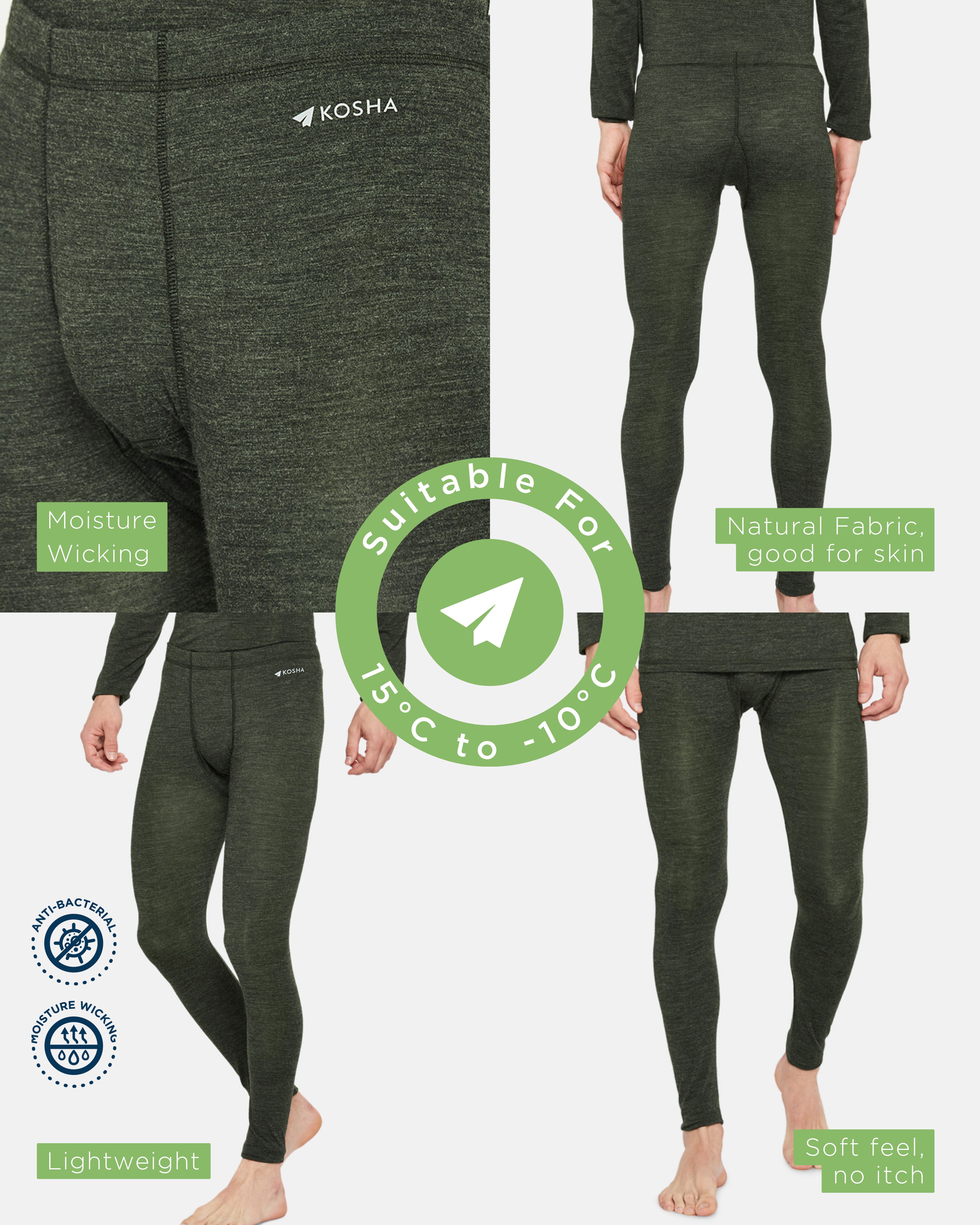 Men's Thermal Leggings | Merino Wool + Bamboo