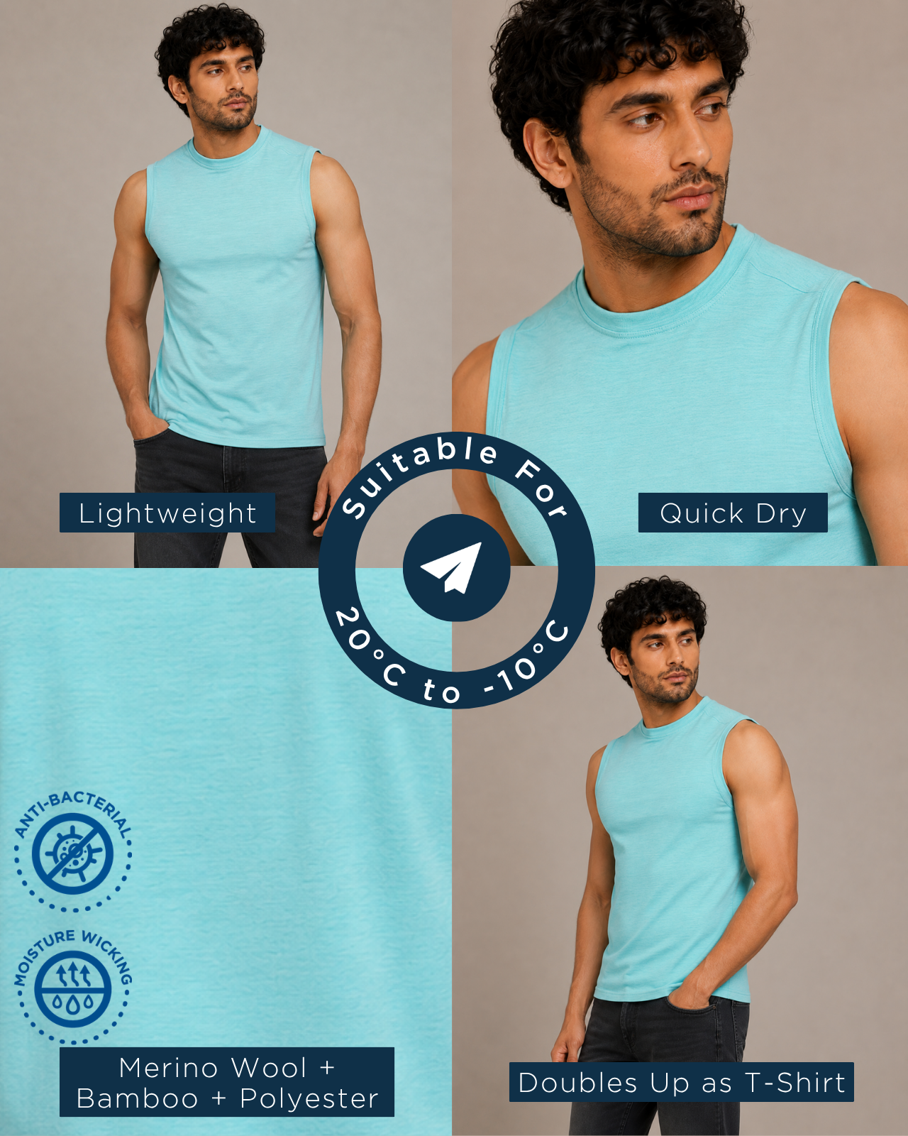 Men's Sleeveless Vest Thermal | Merino Wool + Bamboo