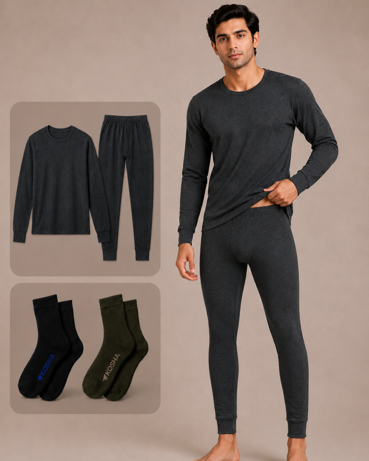 Men's 100% Merino Wool Study Abroad Bundle | Thermal Set + 2 Pairs of Socks