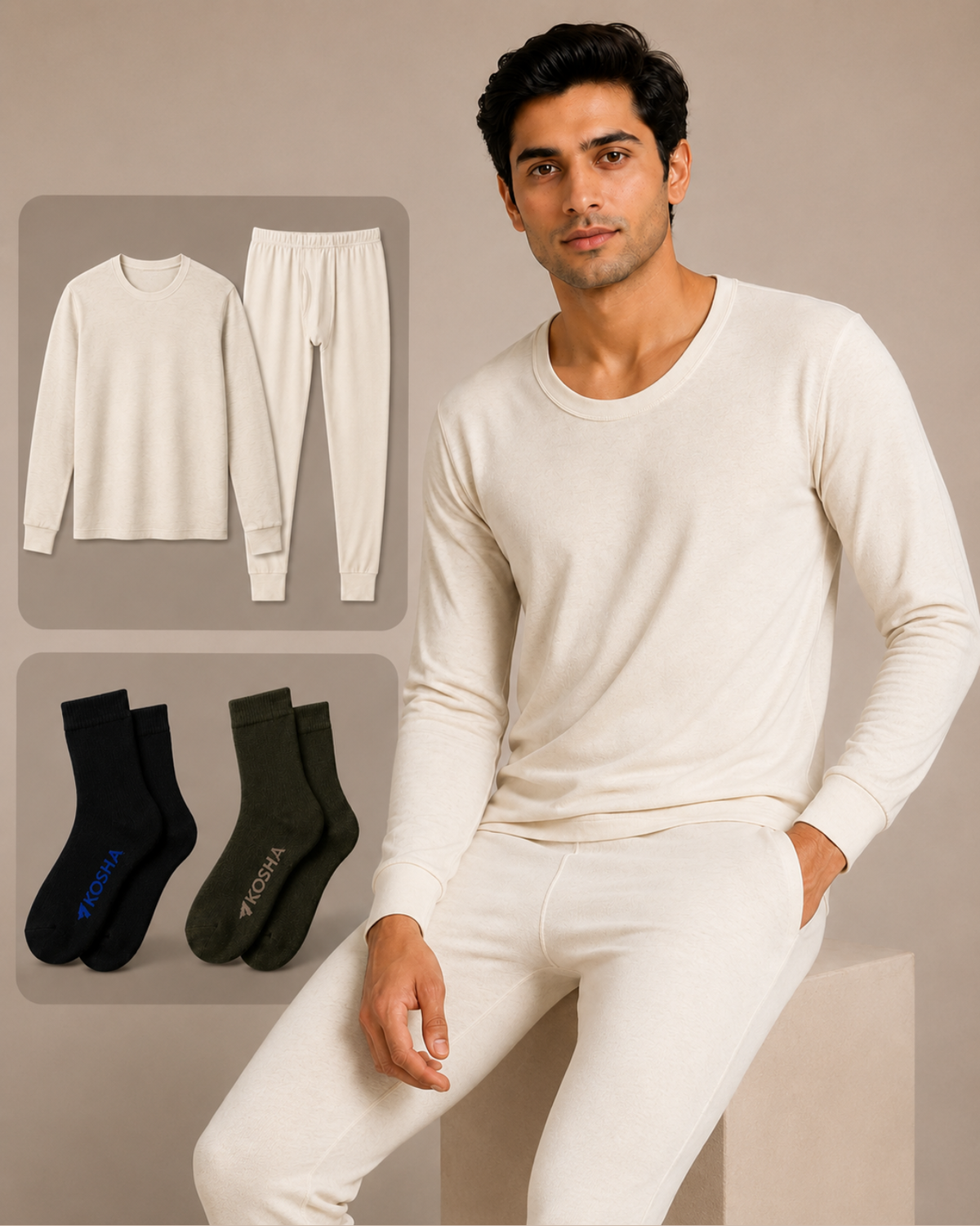 Men's 100% Merino Wool Study Abroad Bundle | Thermal Set + 2 Pairs of Socks