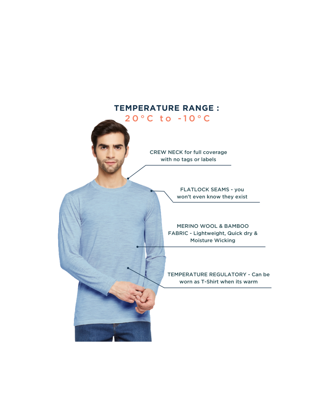 Men's Full Sleeves Thermal | Merino Wool + Bamboo