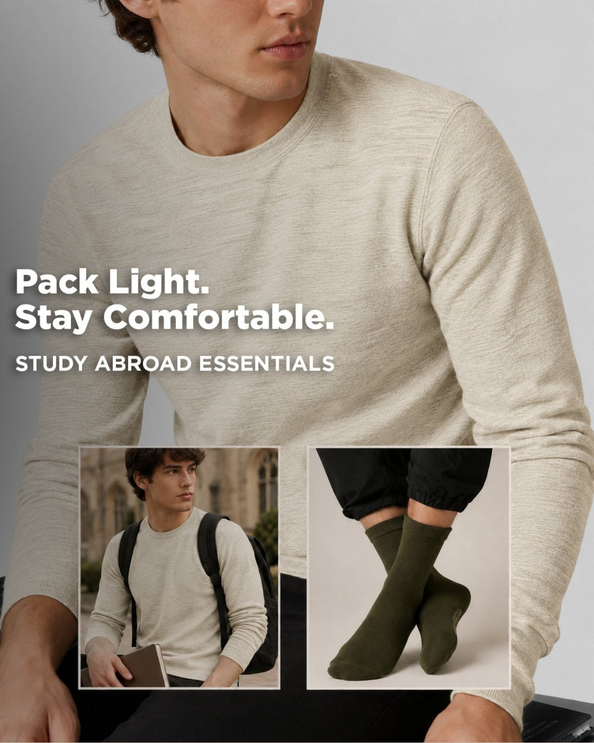 Men's Study Abroad Winter Bundle | 2 Thermal Tops + 2 Pairs of Socks