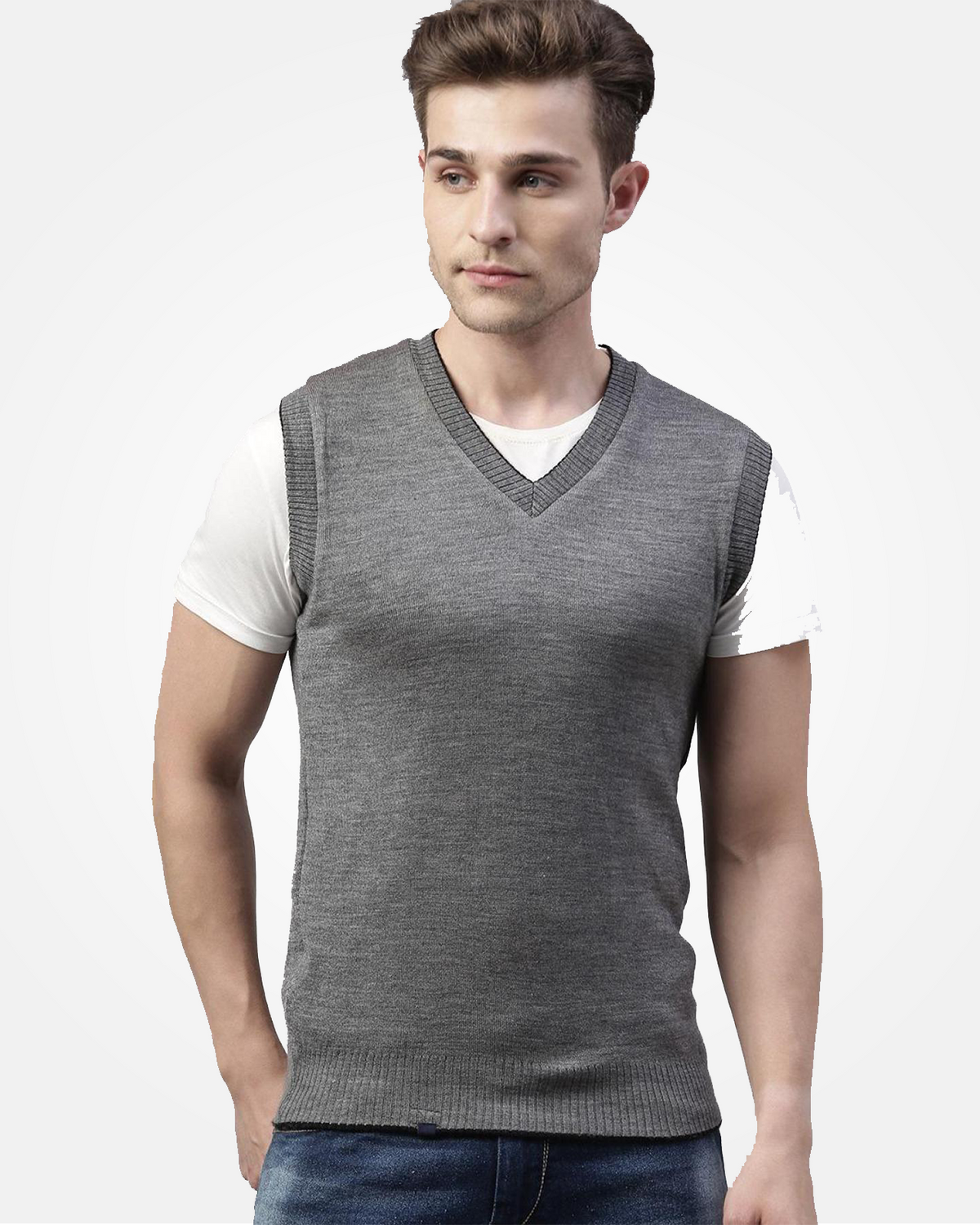 Merino Blend Reversible Sleeveless Sweater For Men