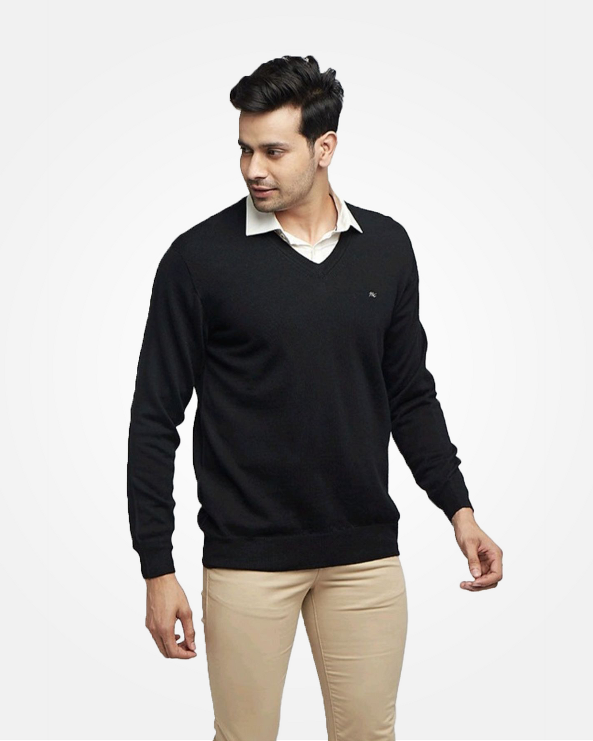 Merino Wool V-Neck Pullover For Men