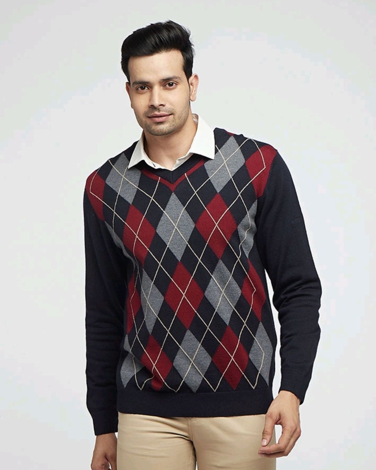 Merino Wool Sanzio V-Neck Fashion Sweater For Men