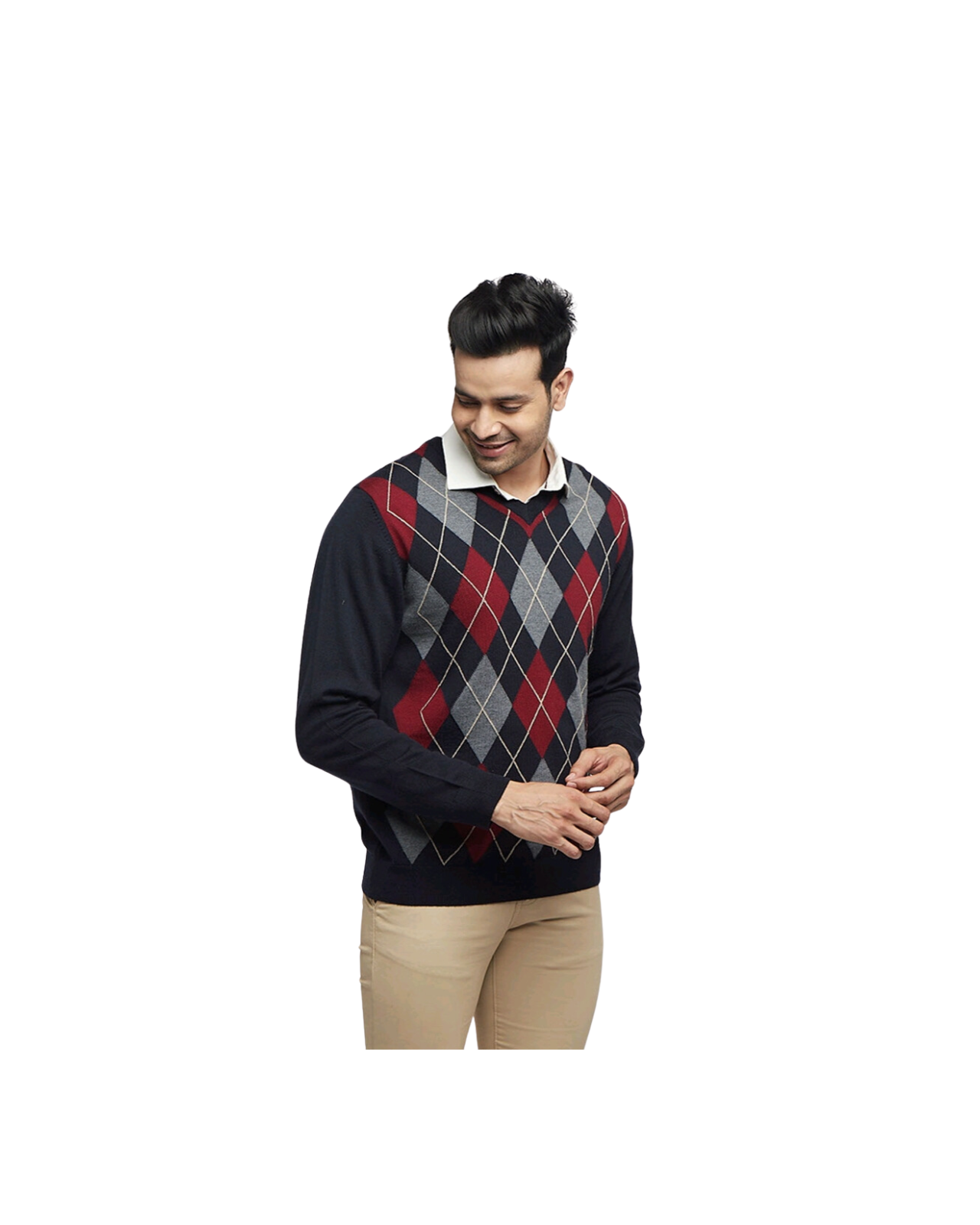 Merino Wool Monte Carlo V-Neck Fashion Sweater For Men