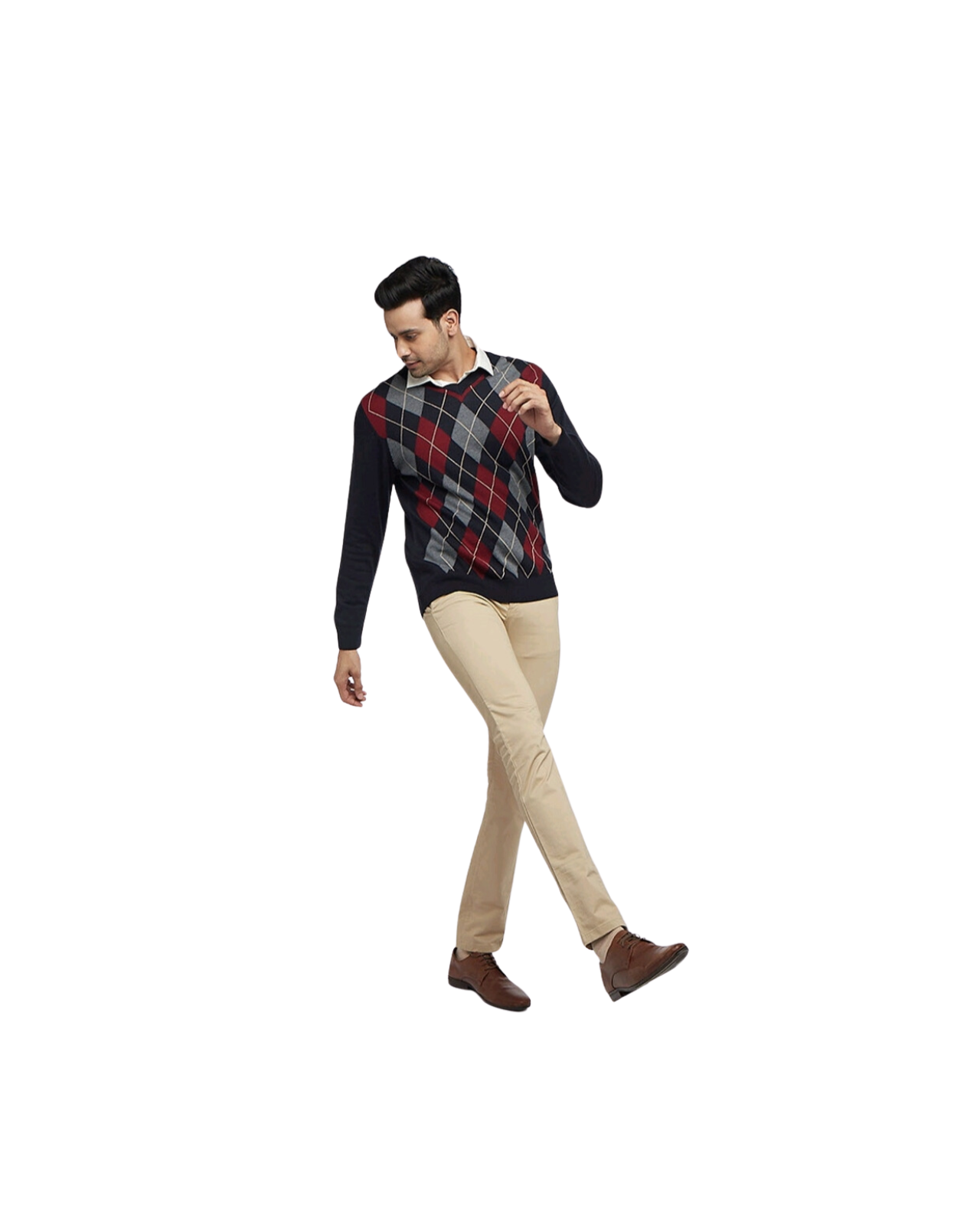 Merino Wool Monte Carlo V-Neck Fashion Sweater For Men
