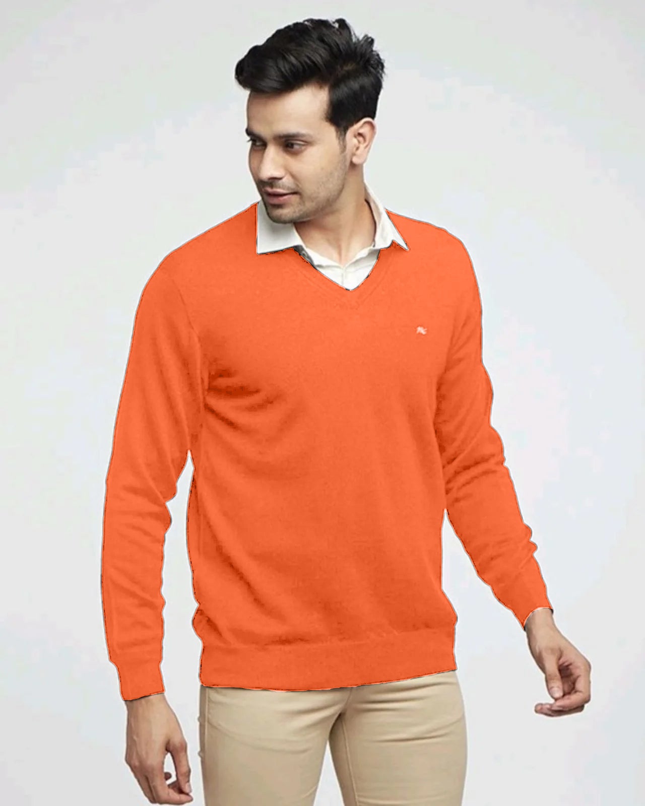 Merino Wool V-Neck Pullover For Men