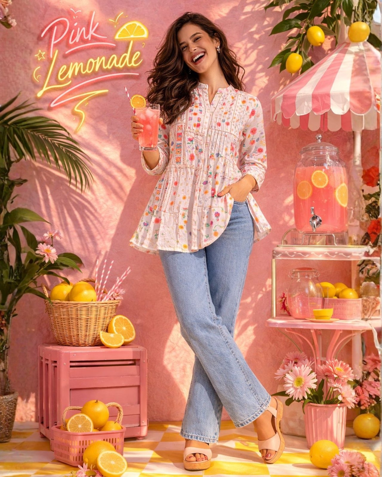 Fresh Lemonade Floral Cotton Tunic