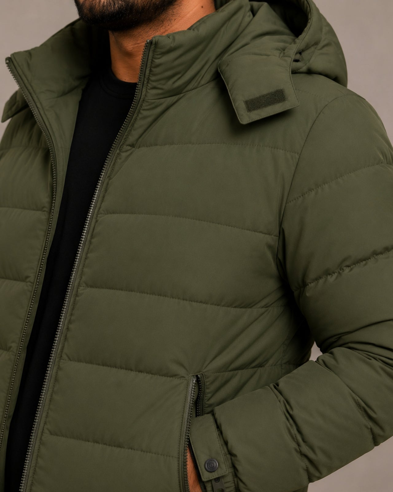 Plus Size Lightweight Puffer Jacket (Fleece Lined & Detachable Hood)