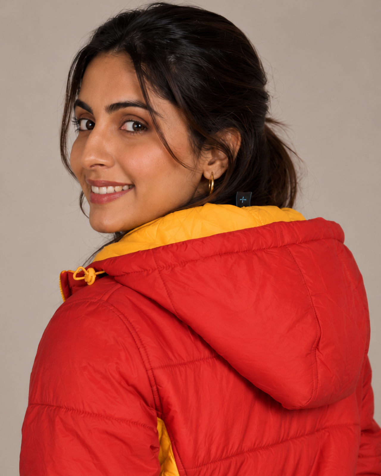 Women Red & Yellow Lightweight Puffer Jacket Rental