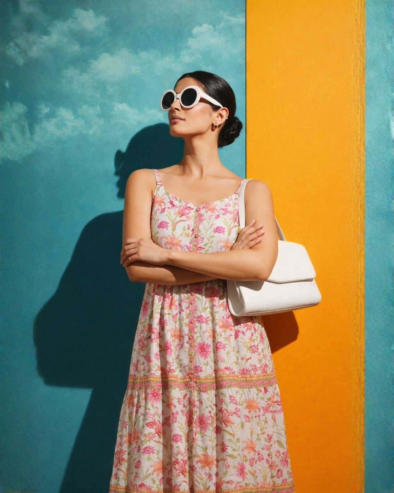 Roohafza Sun Dress - A radiant Roohafza-inspired sun dress made from breathable cotton. Image 2
