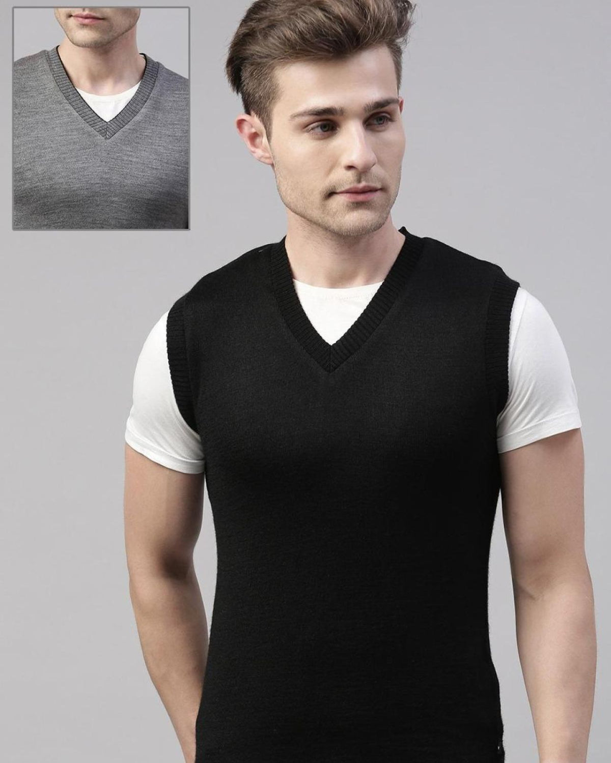 Merino Blend Reversible Sleeveless Sweater For Men