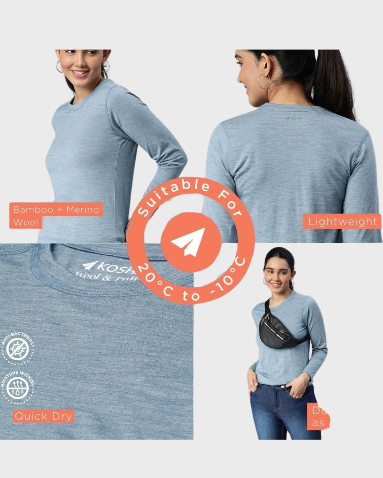 Women's Full Sleeves Thermal | Merino Wool + Bamboo