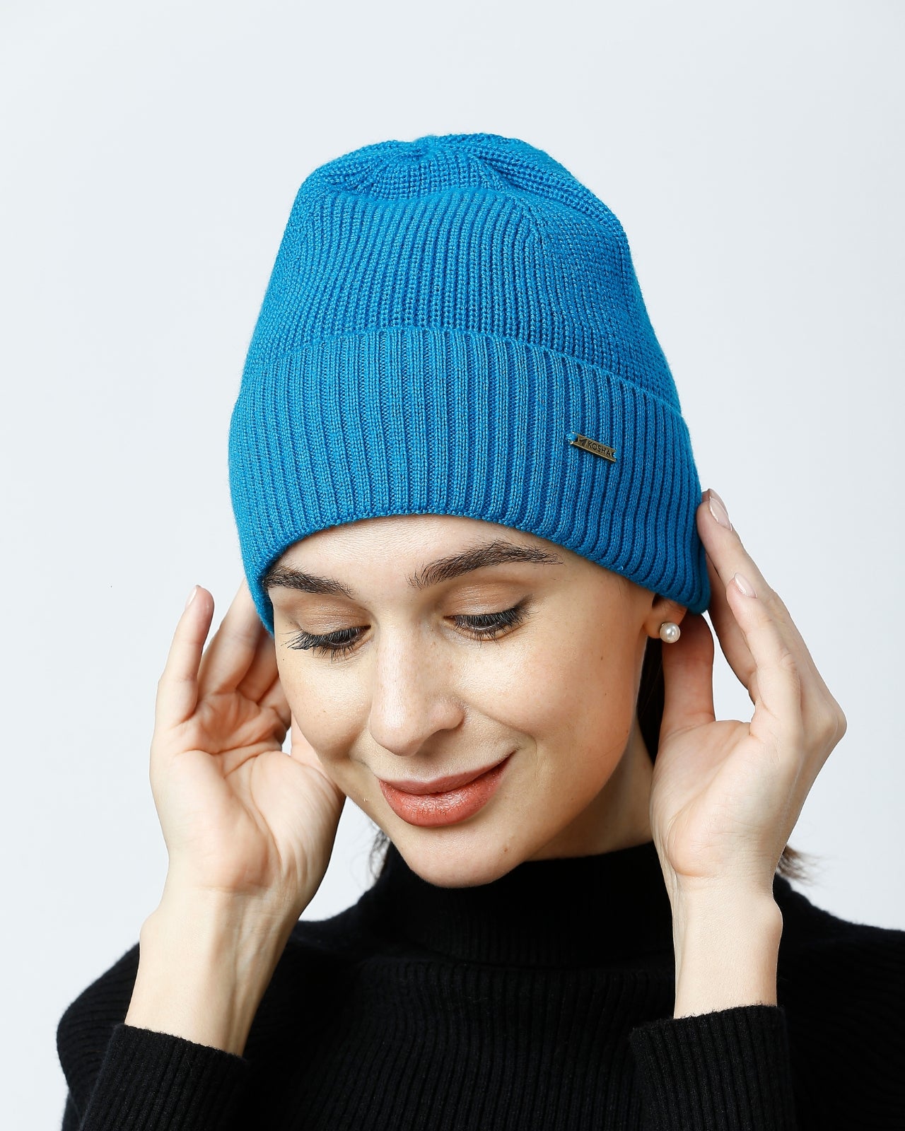 Tuck Knit Merino Wool Beanie For Women