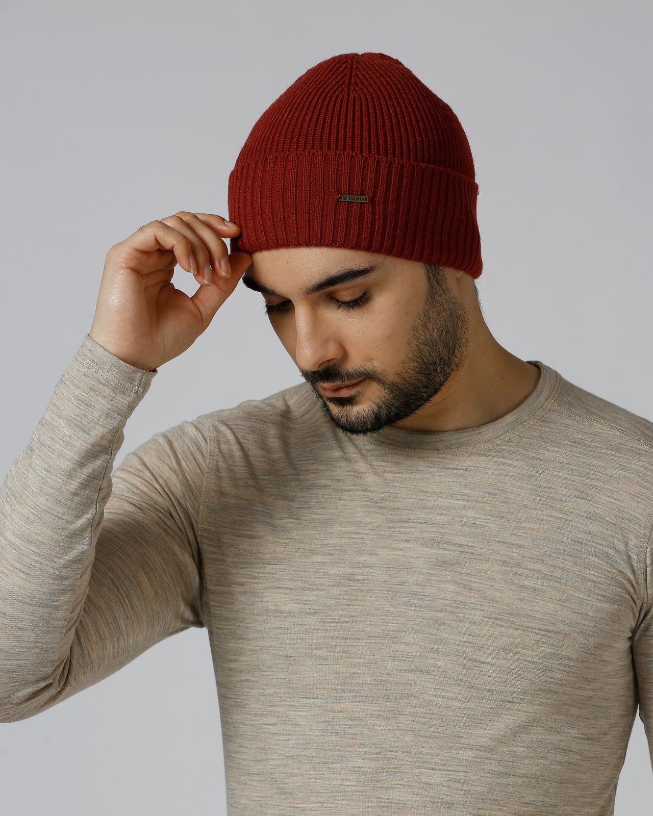 Tuck Knit Merino Wool Beanie For Men