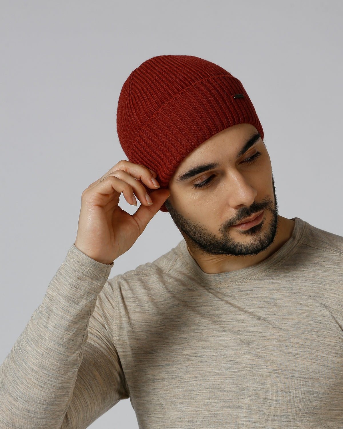 Tuck Knit Merino Wool Beanie For Men