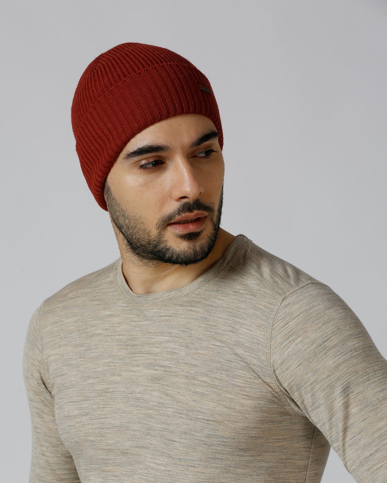 Tuck Knit Merino Wool Beanie For Men