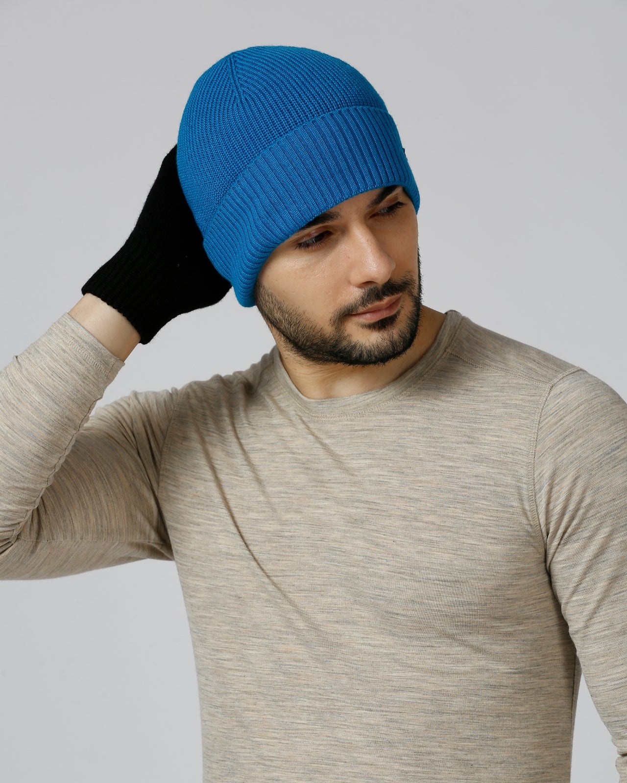 Tuck Knit Merino Wool Beanie For Men