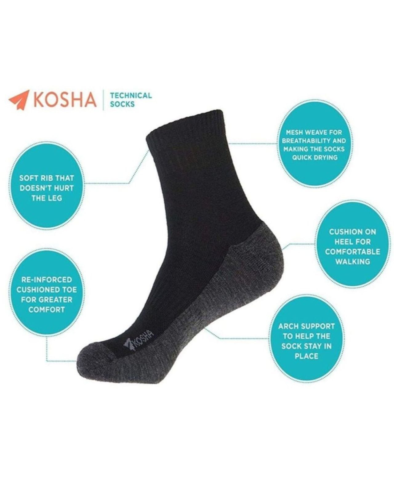 Ankle Length Technical Cushioned Merino Wool Socks For Boys