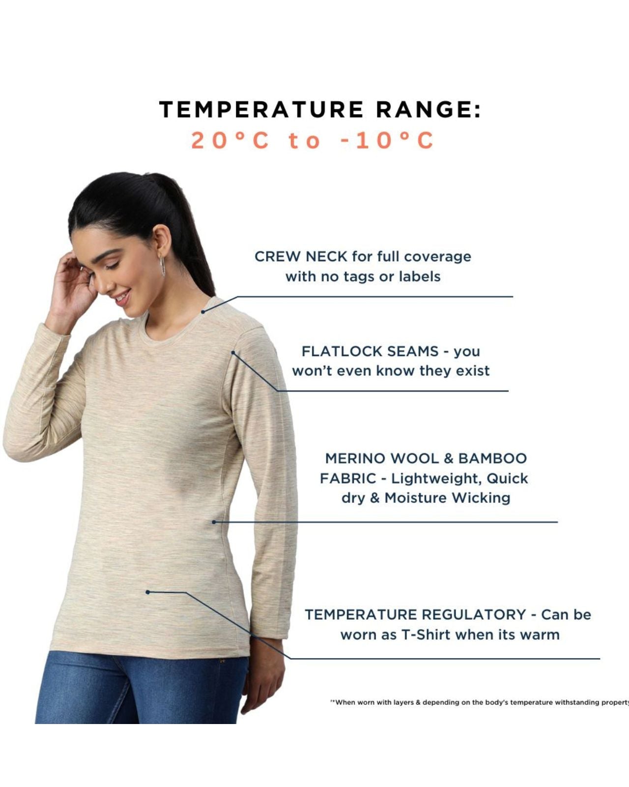 Women's Full Sleeves Thermal | Merino Wool + Bamboo