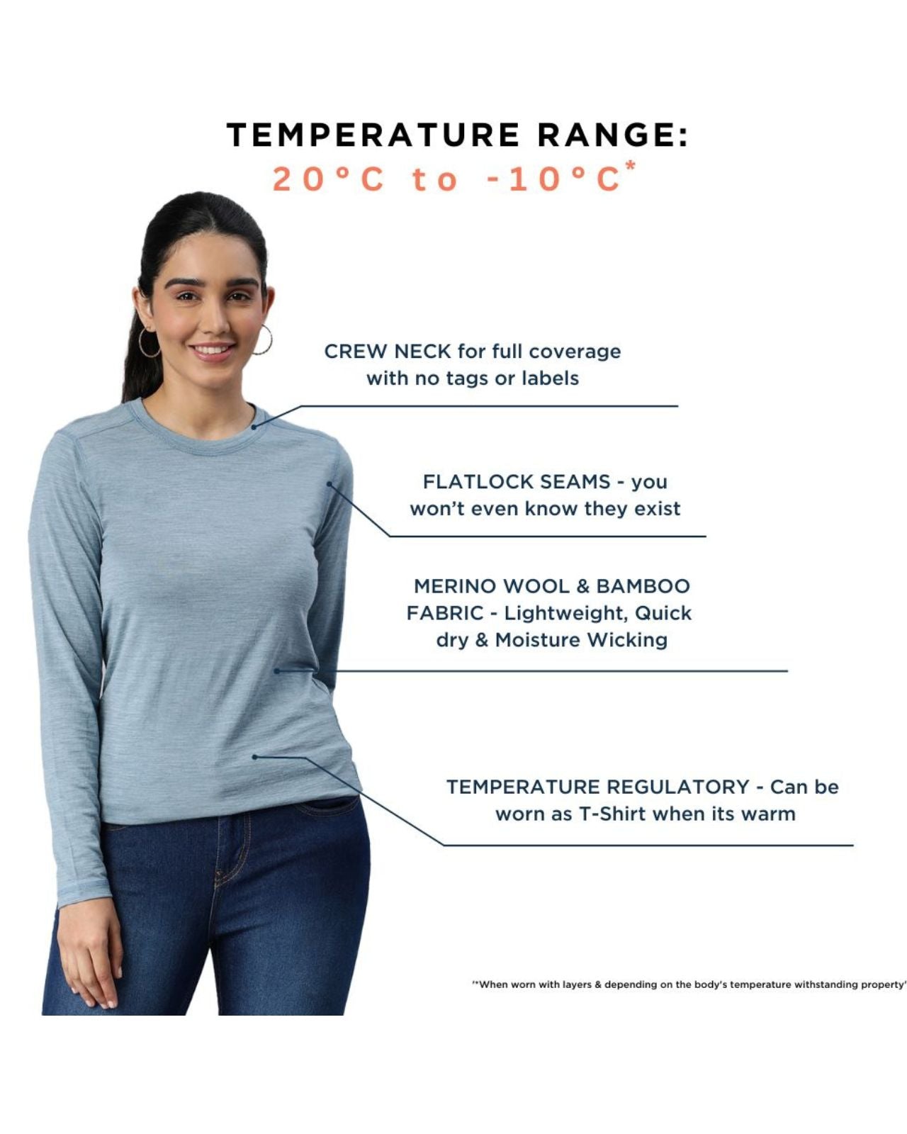 Women's Full Sleeves Thermal | Merino Wool + Bamboo