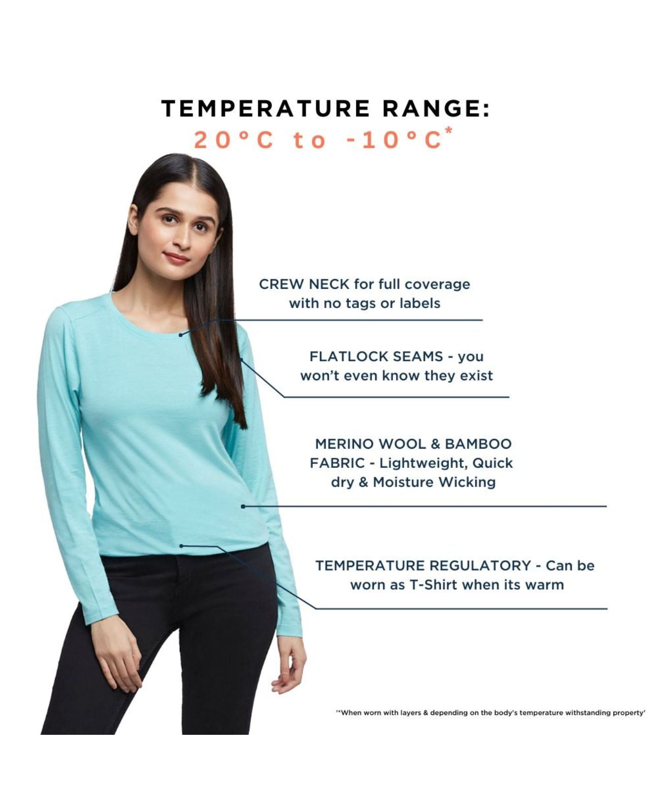 Women's Full Sleeves Thermal | Merino Wool + Bamboo