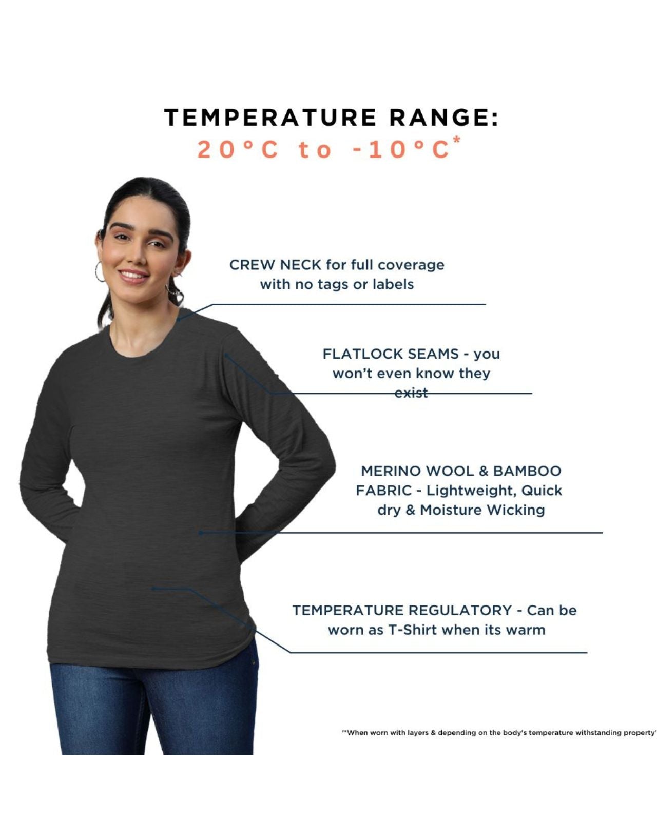 Women's Full Sleeves Thermal | Merino Wool + Bamboo