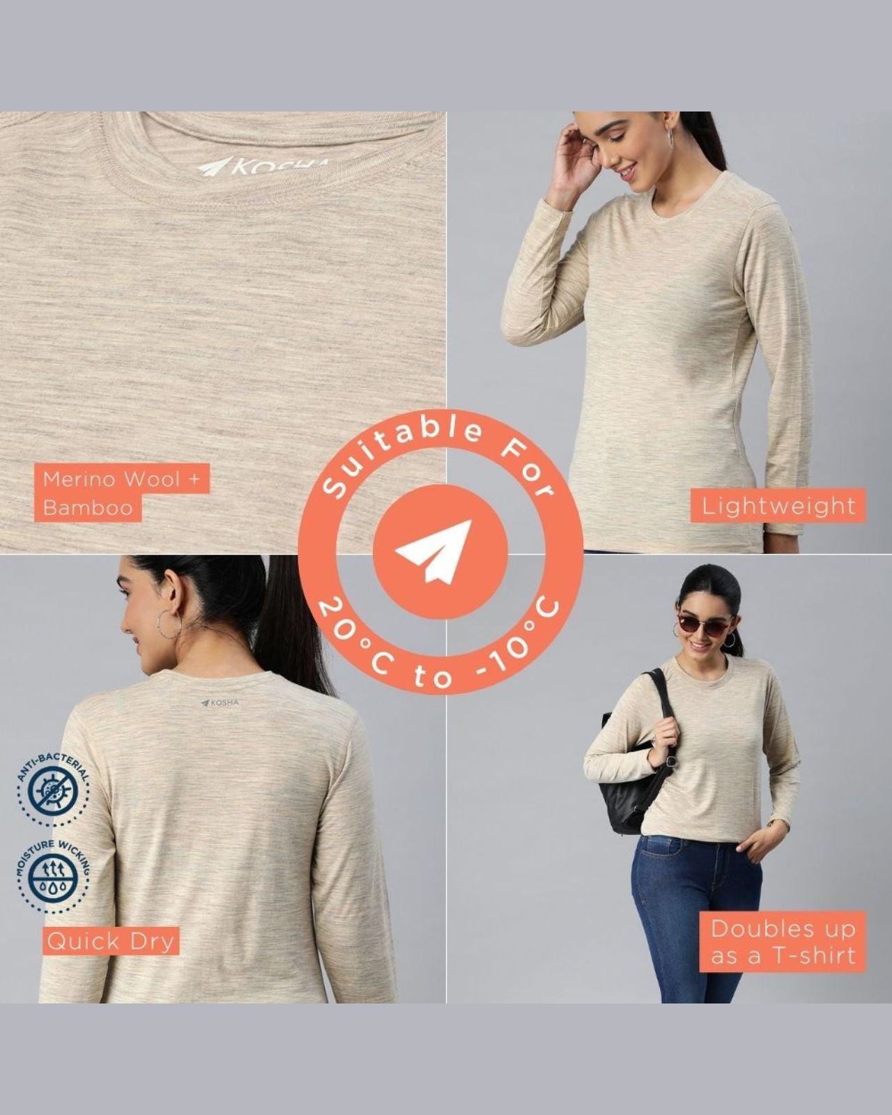 Women's Full Sleeves Thermal | Merino Wool + Bamboo