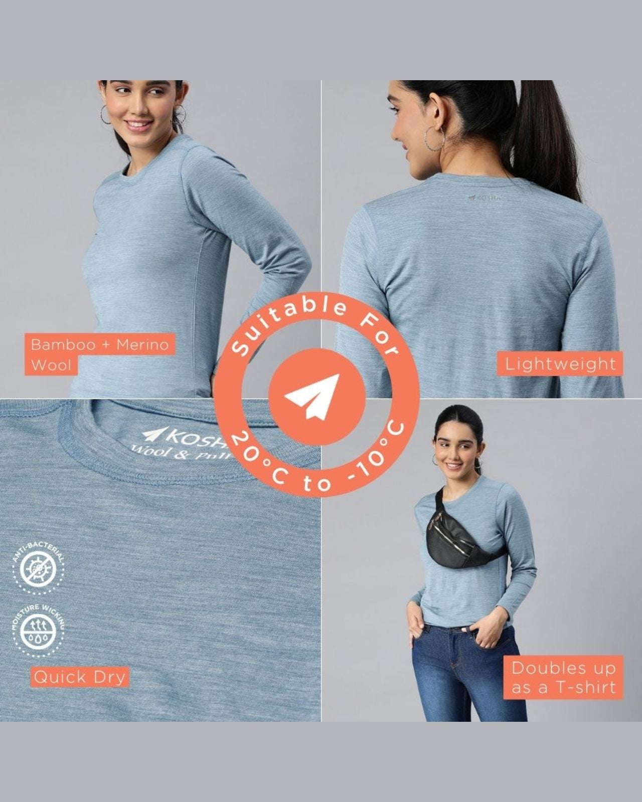 Women's Full Sleeves Thermal | Merino Wool + Bamboo