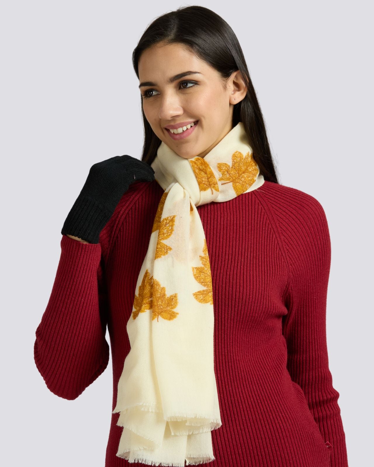 Swades Leaf Print Woolen Stoles