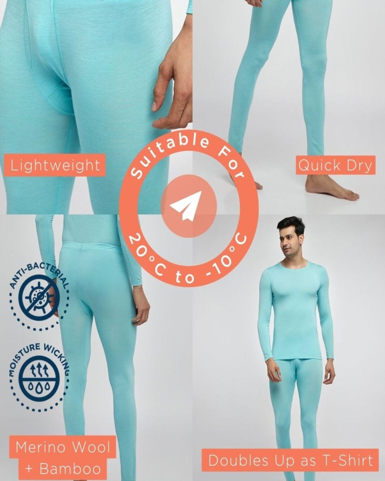 Thermal Leggings | Merino Wool + Bamboo for Men's