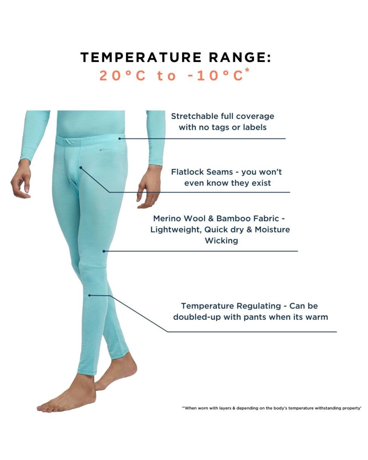 Thermal Leggings | Merino Wool + Bamboo for Men's