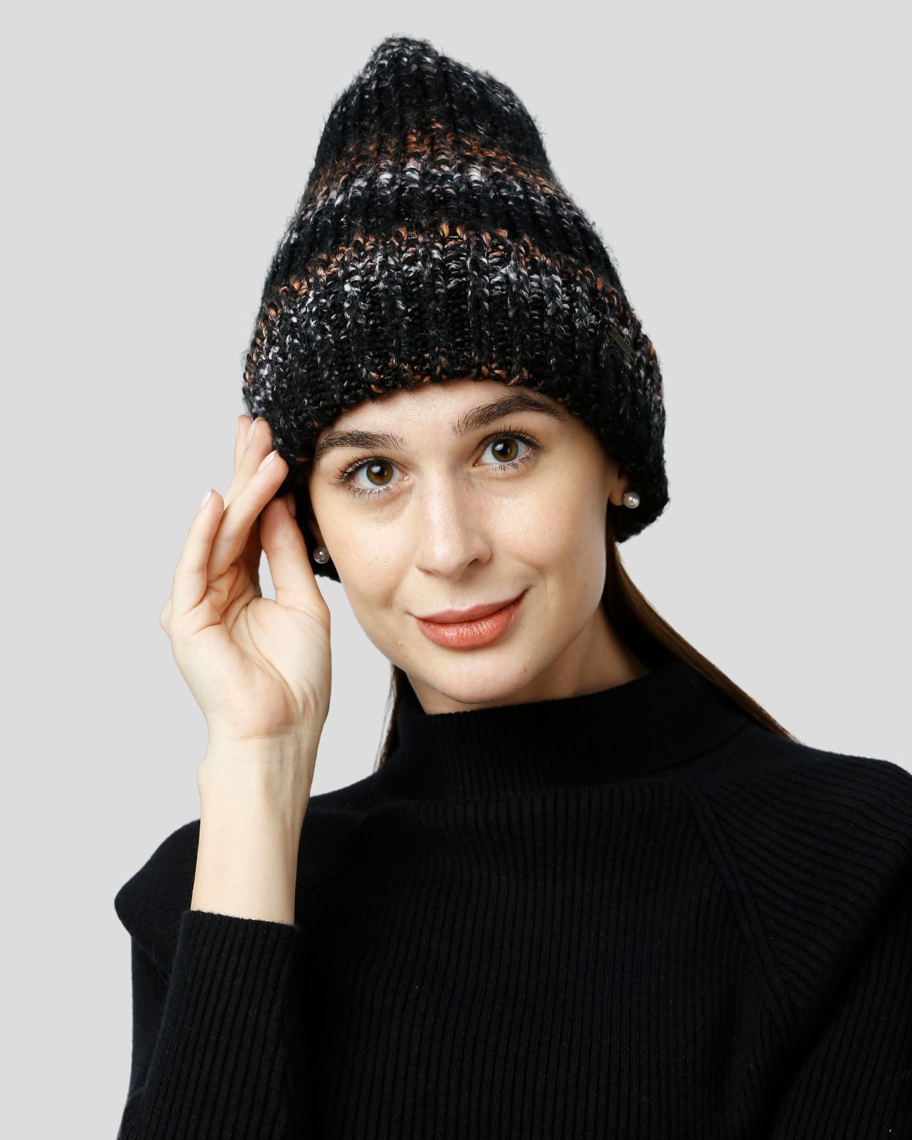 Wool Blend Multicolored Winter Beanie For Women