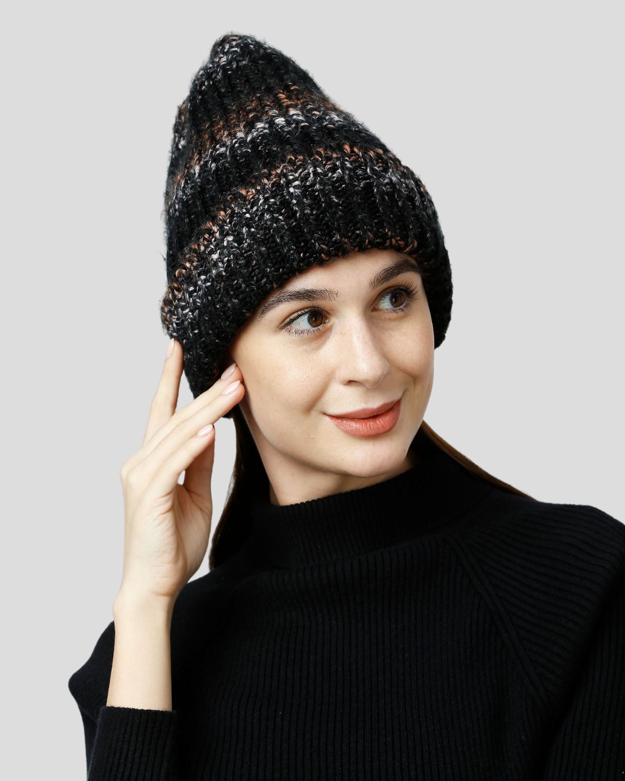 Wool Blend Multicolored Winter Beanie For Women