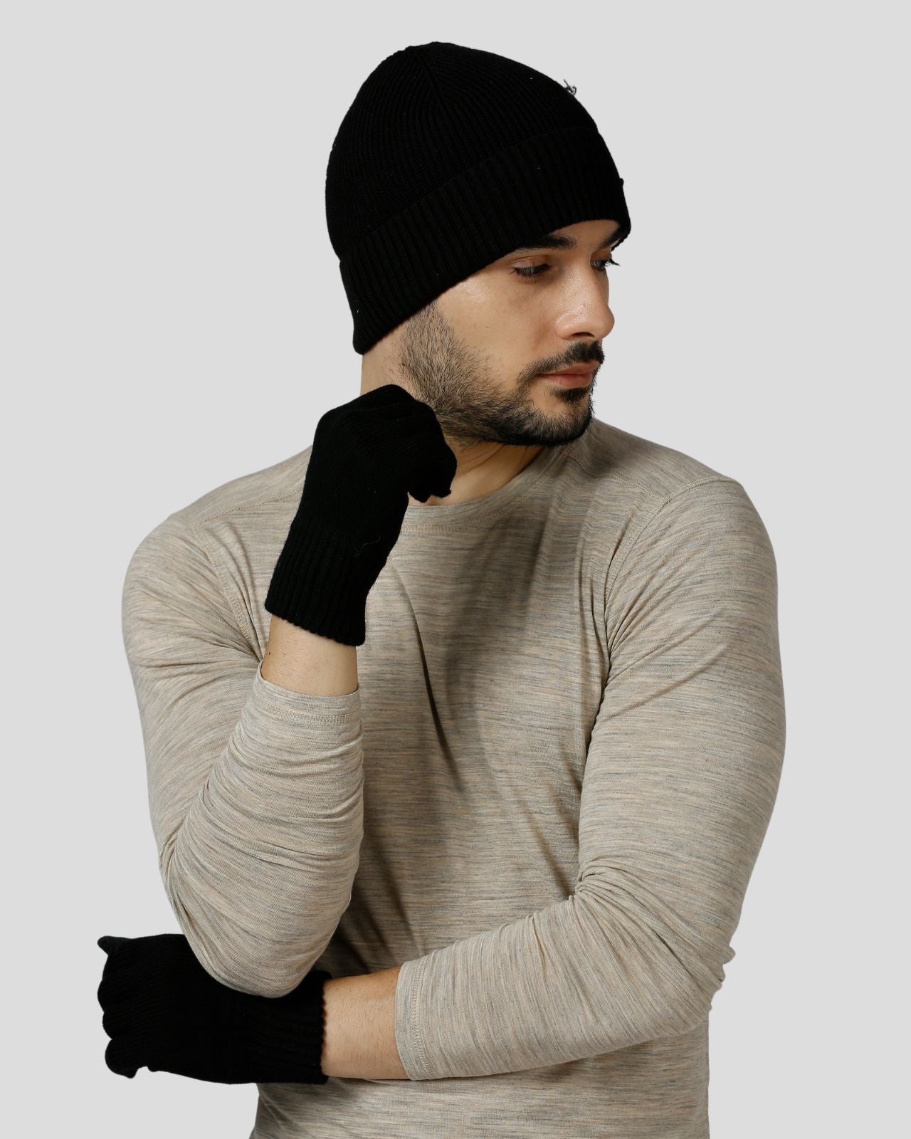 Combo: Merino Wool Beanie and Touch-Enabled Gloves