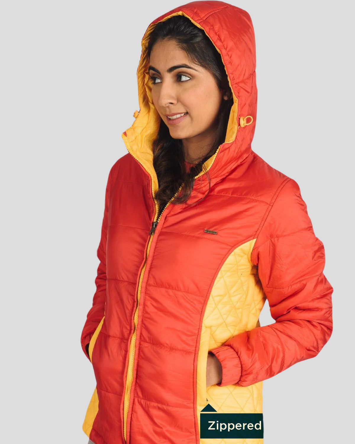 Women Red & Yellow Lightweight Puffer Jacket