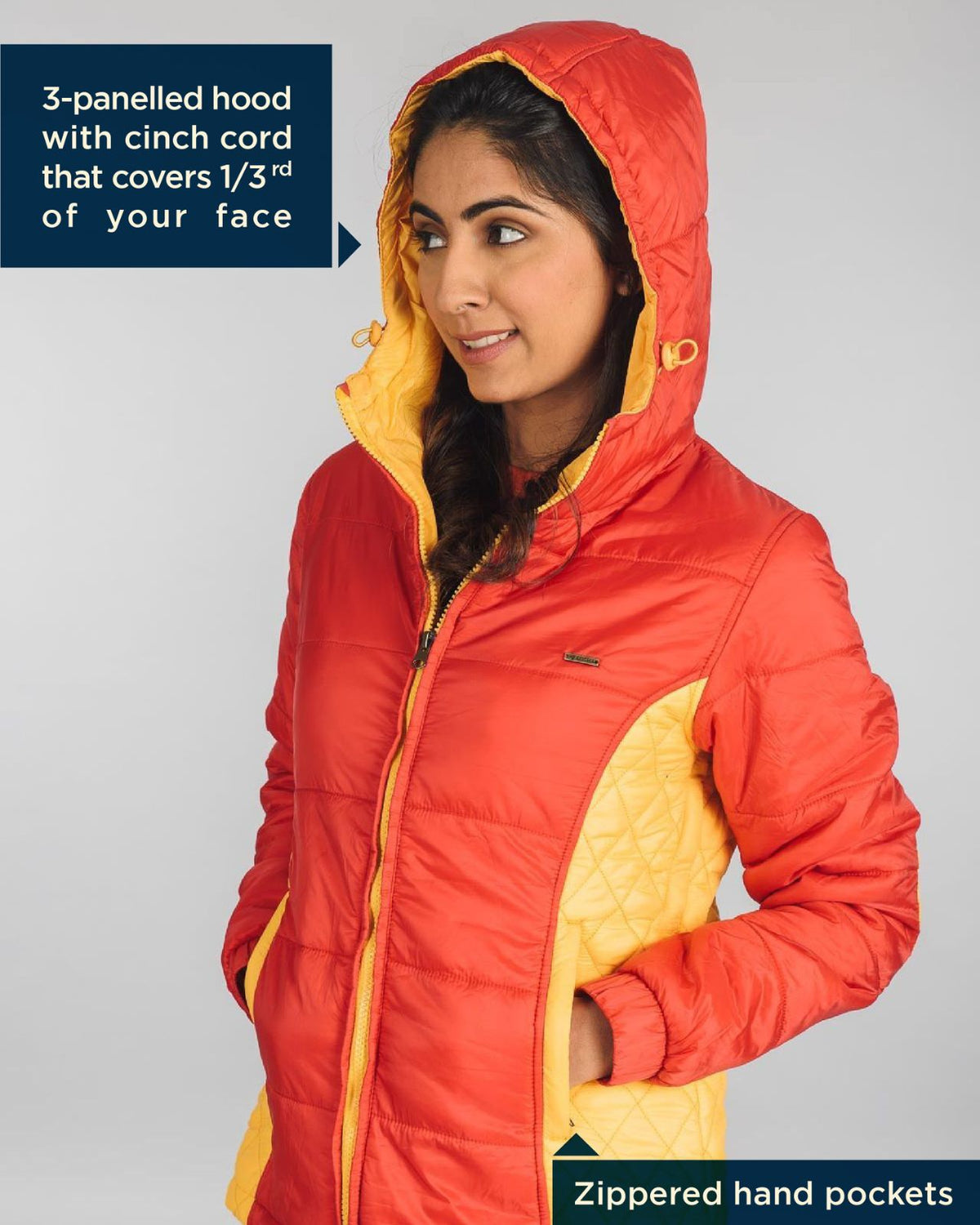 Women Red & Yellow Lightweight Puffer Jacket