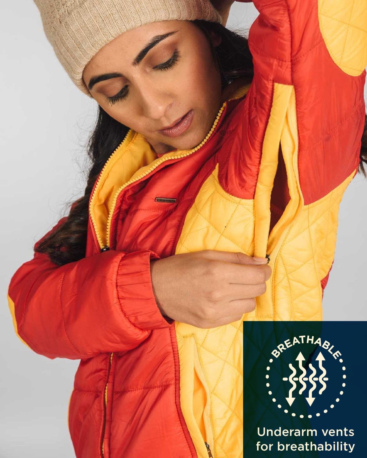 Women Red & Yellow Lightweight Puffer Jacket