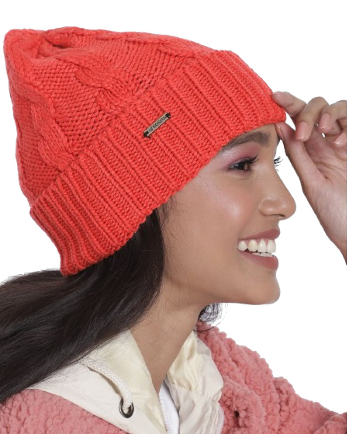 Acrylic Wool Cable Knit Winter Beanie For Women