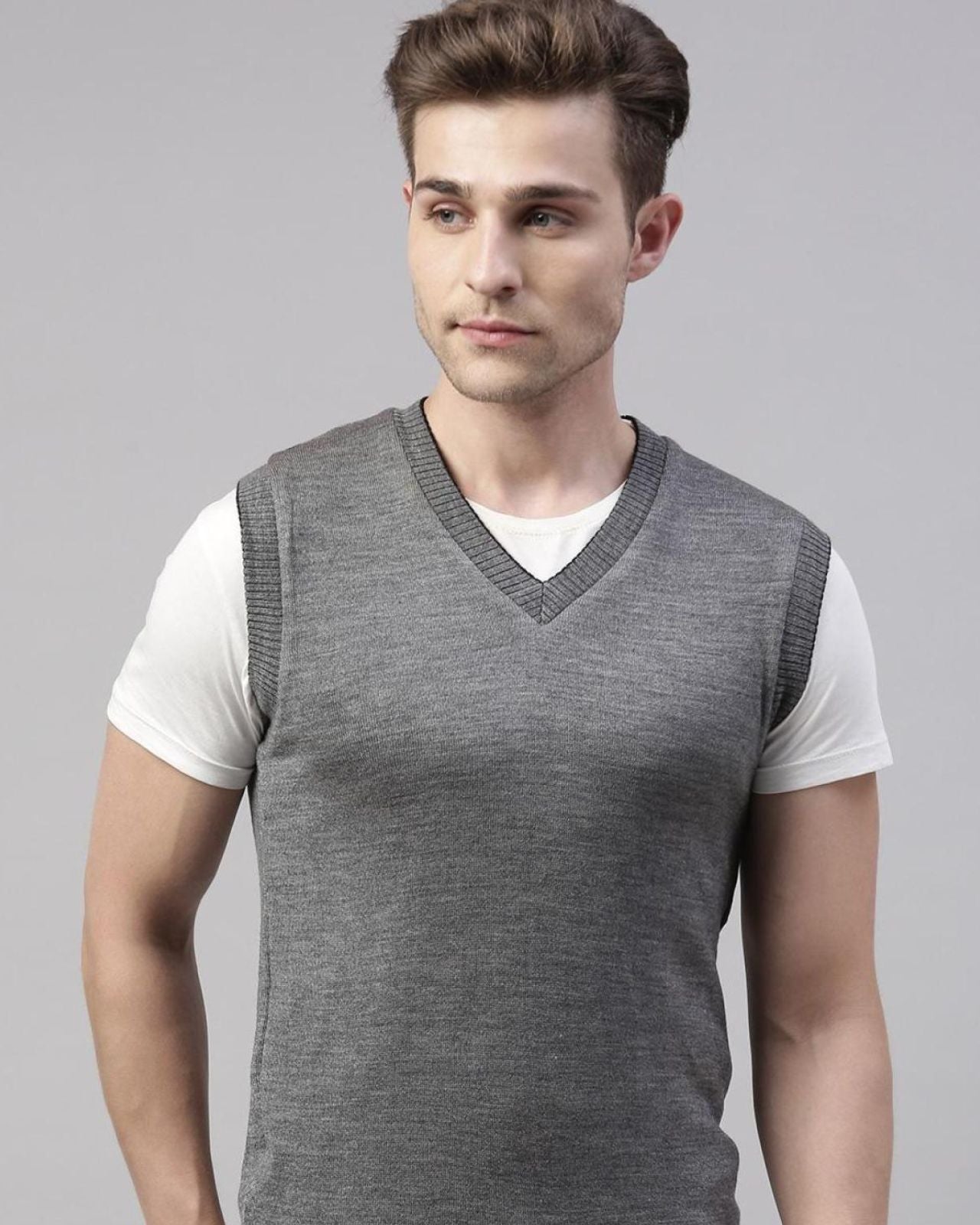 Merino Blend Reversible Sleeveless Sweater For Men